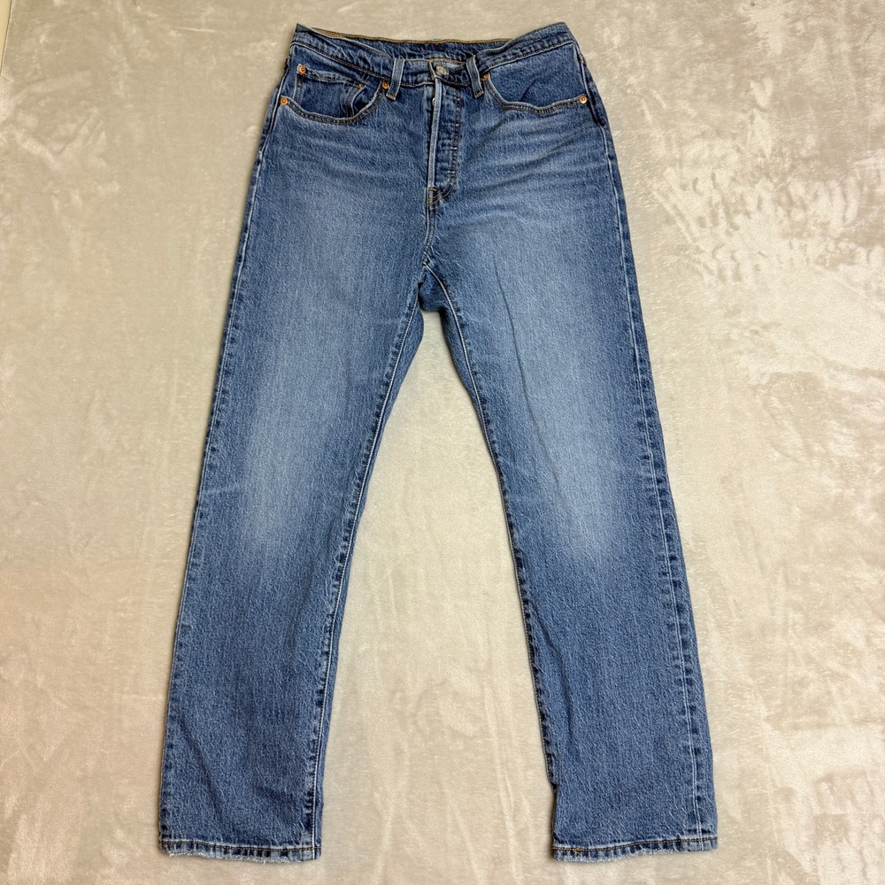 Levi 501 Original Fit Jeans Women 30x30 Blue Straight Leg Button Fly Stretch
